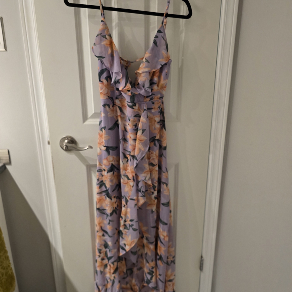 Fashion Nova Lavender Floral High Low Dress